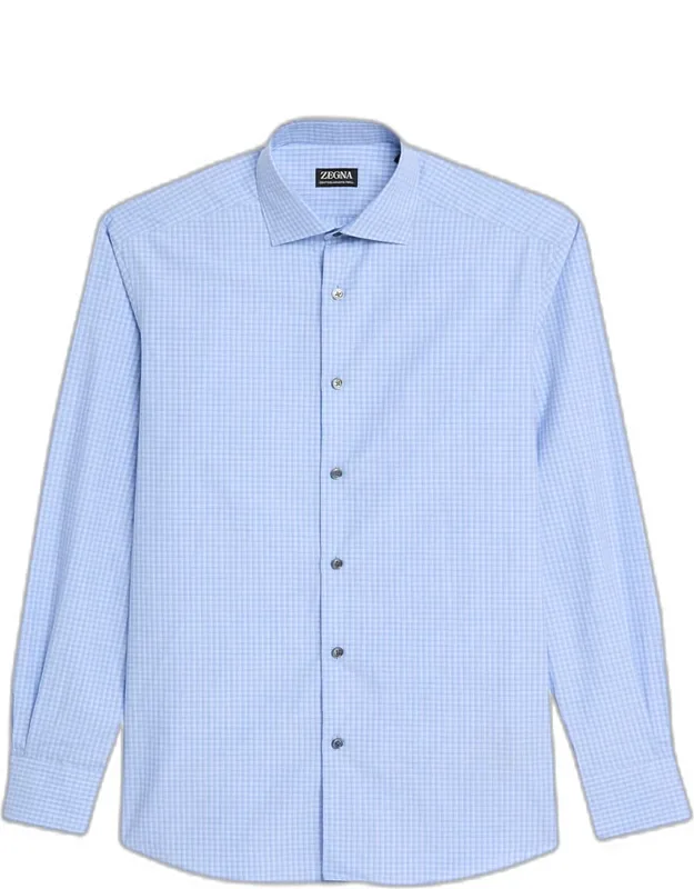Cotton Tonal Grid Check Sport Shirt