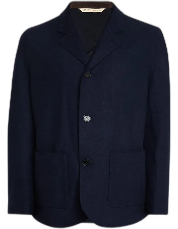 Wool And Nylon Notch-lapel Car Coat