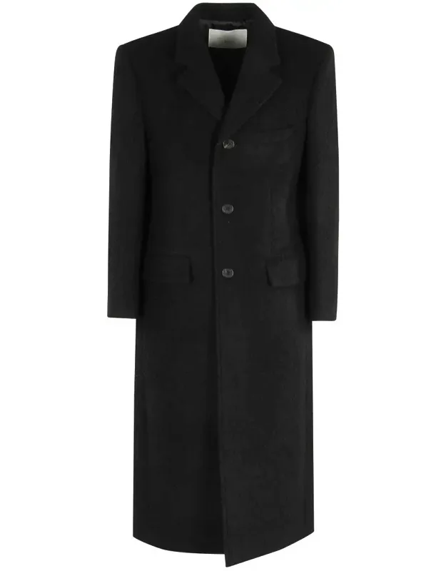 2-way Boucle Wool Coat With Lapel Neckline And Flap Pockets