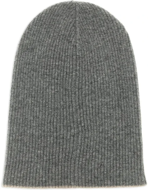 Reversible Ribbed Cashmere Beanie