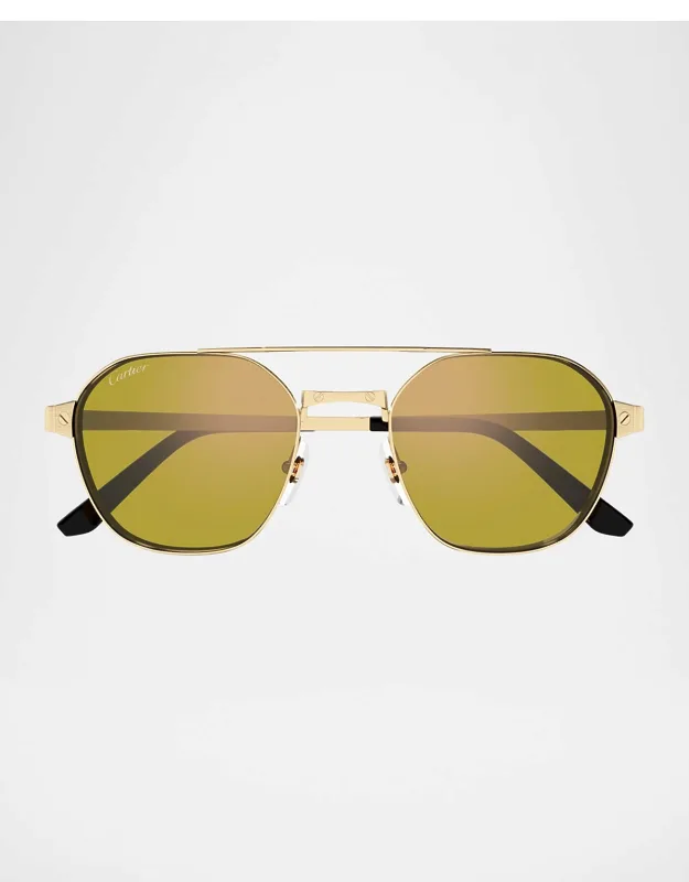 Double-bridge Metal Aviator Sunglasses
