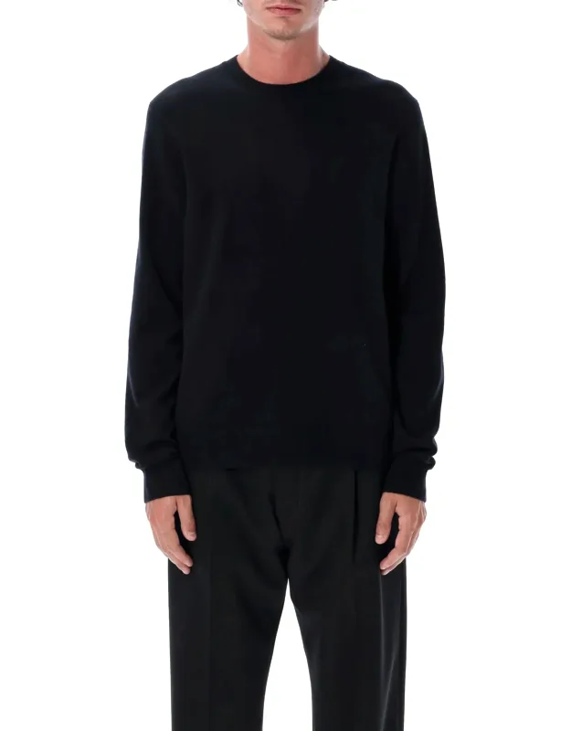 Wool Crew Neck Sweater With Long Sleeves And Rib Trims