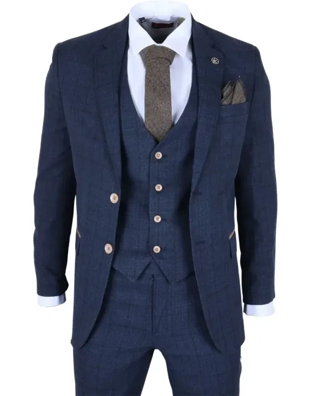 3 Piece Plaid Check Suit Set