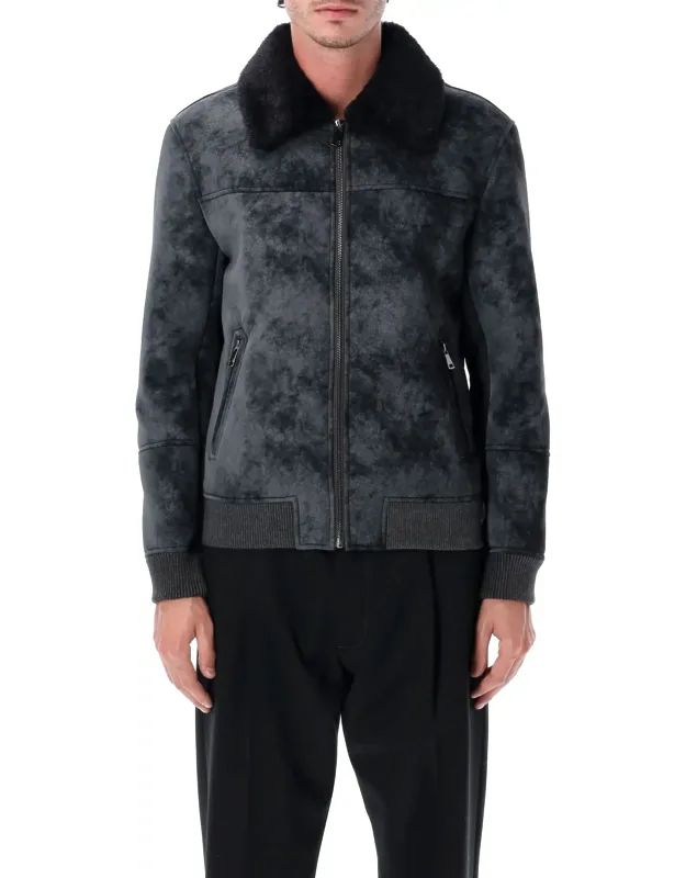 Eco-leather Biker Jacket With Shearling Collar