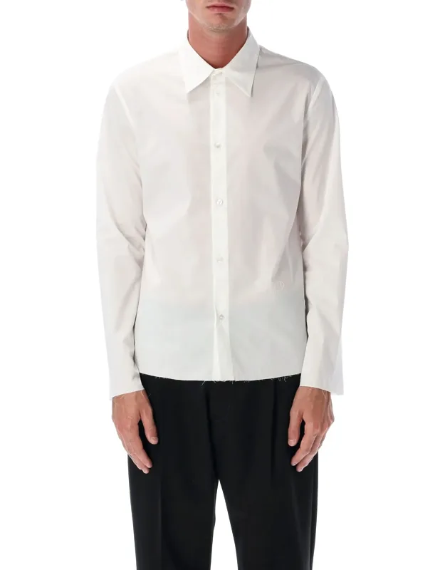 Cotton Shirt With Raw Hem