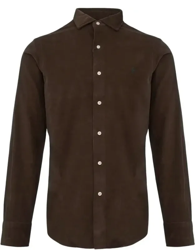 Slestbbppcs Long Sleeve Sport Shirt, Corduroy, Embroidered Pony