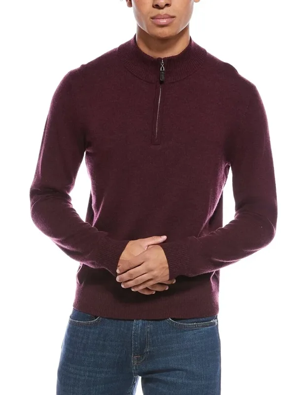 Merino Wool 1/4-zip Mock Neck Sweater