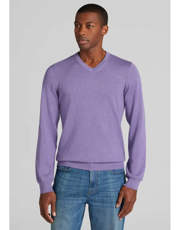 Tailored Fit Pima Cotton V-neck Sweater