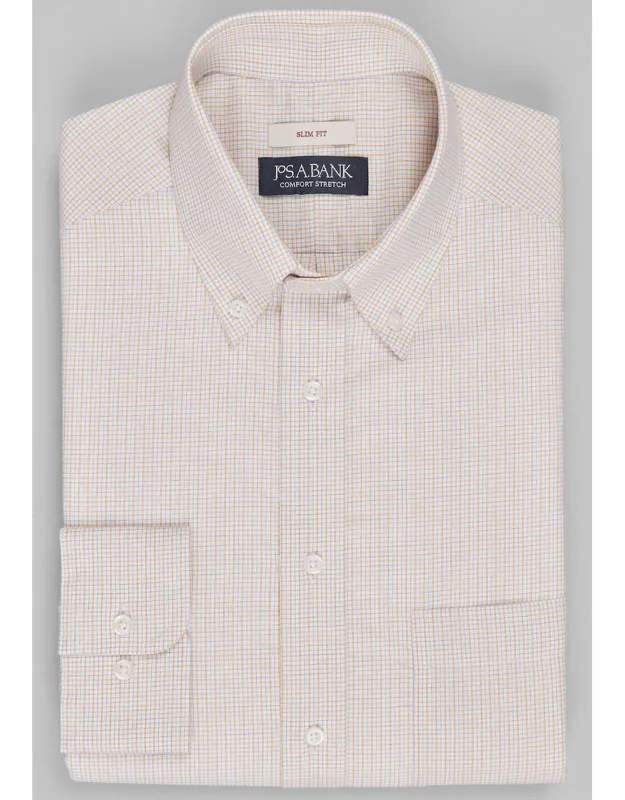 Slim Fit Small Grid Dress Shirt