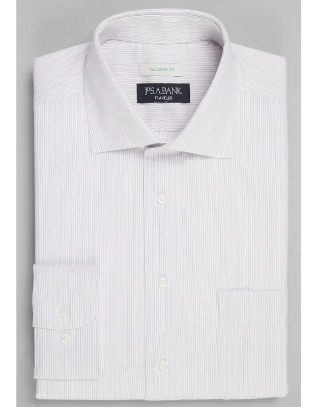 Traveler Collection Tailored Fit Stripe Dress Shirt