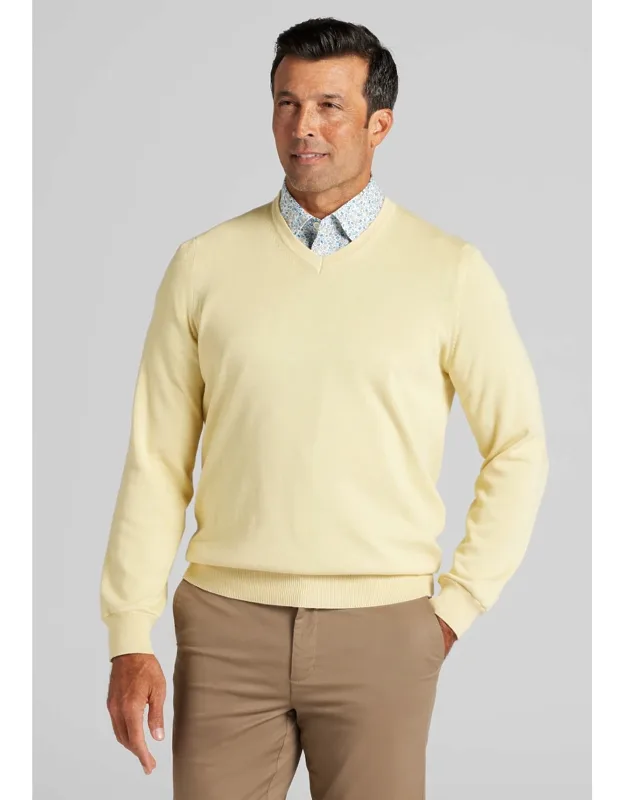 Tailored Fit Pima Cotton V-neck Sweater