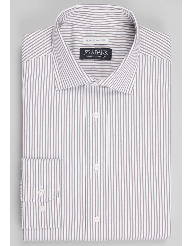 Traditional Fit Spread Collar Bengal Stripe Dress Shirt