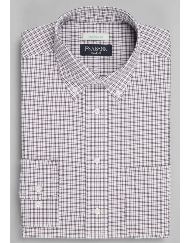 Tailored Fit Button-down Collar Double Check Dress Shirt