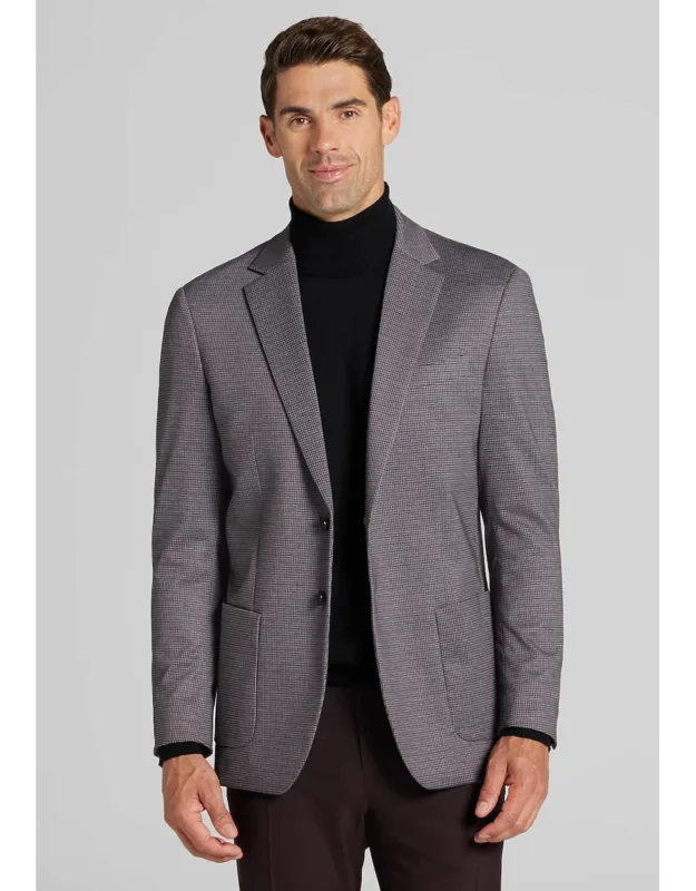 Comfort Stretch Tailored Fit Houndstooth Knit Sportcoat