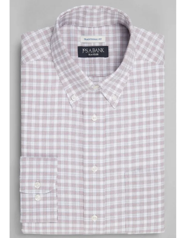 Traveler Collection Traditional Fit Button-down Collar Check Dress Shirt