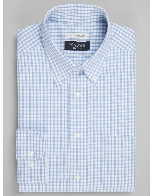 Traveler Collection Traditional Fit Button-down Collar Check Dress Shirt
