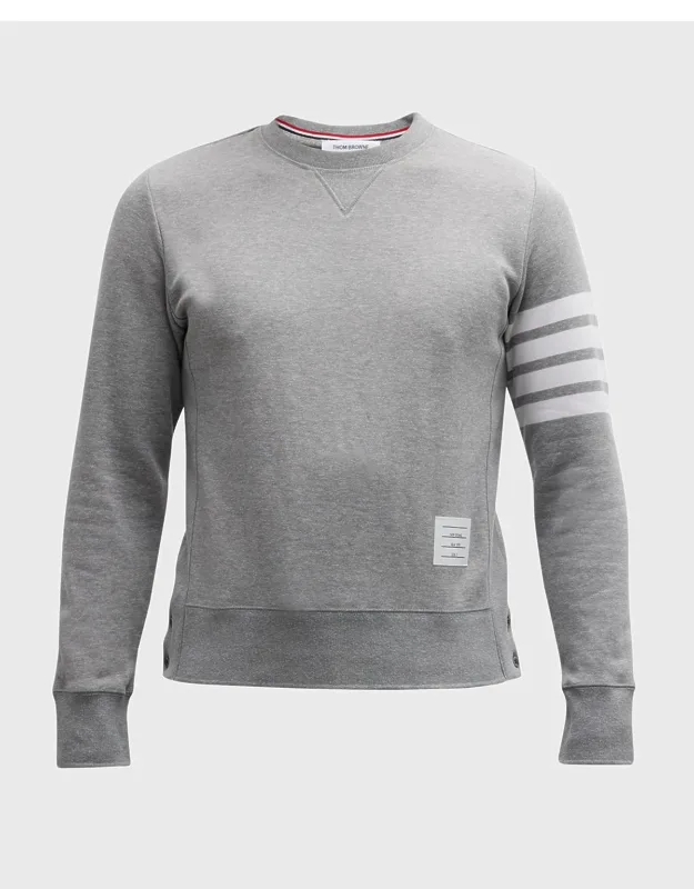 Classic Crewneck Sweatshirt With Striped Sleeve