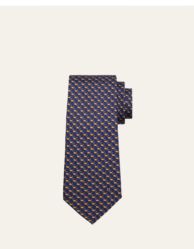 Micro-whale Print Tie