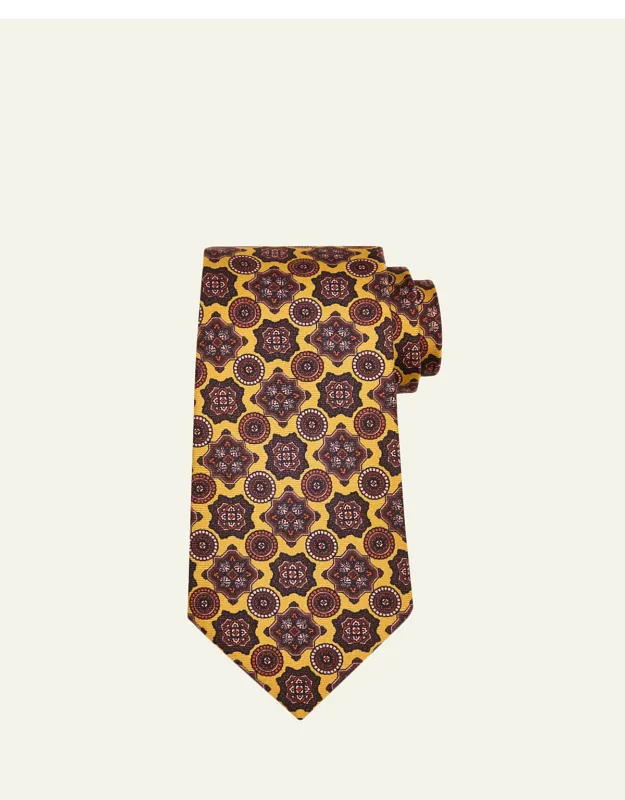 Geometric Medallion Silk 7-fold Tie