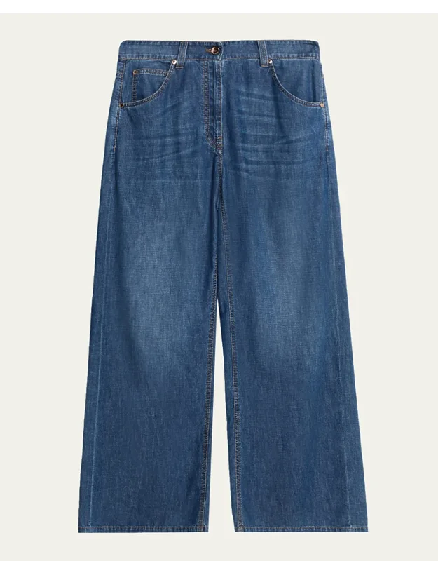 Lightweight Denim Wide-leg Jeans