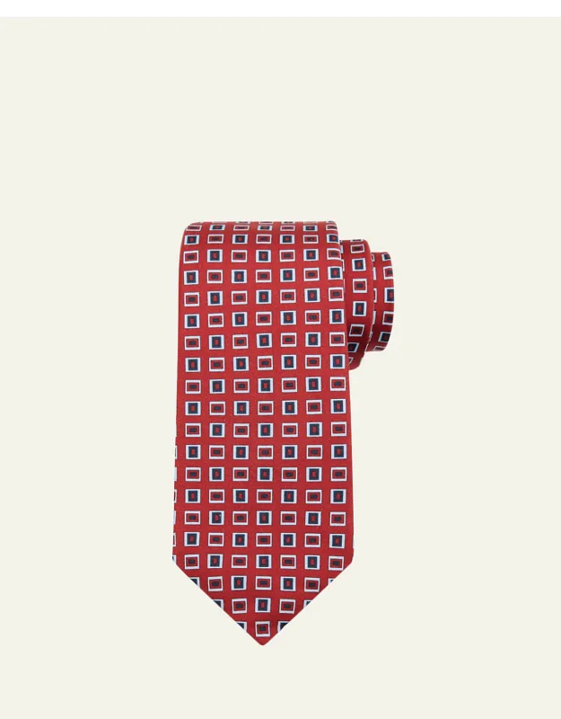 Abstract Rectangle Silk 7-fold Tie