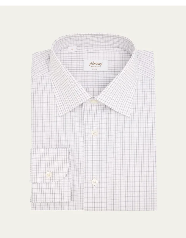 Giza 87 Cotton Grid Check Dress Shirt
