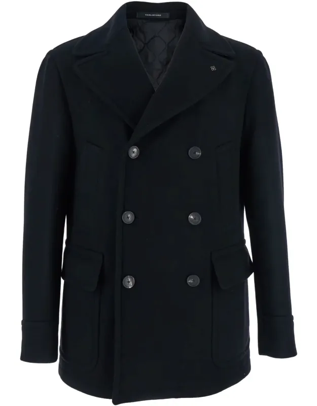 Double-breasted Coat With Patch Pockets And Classic Revers In Fabric