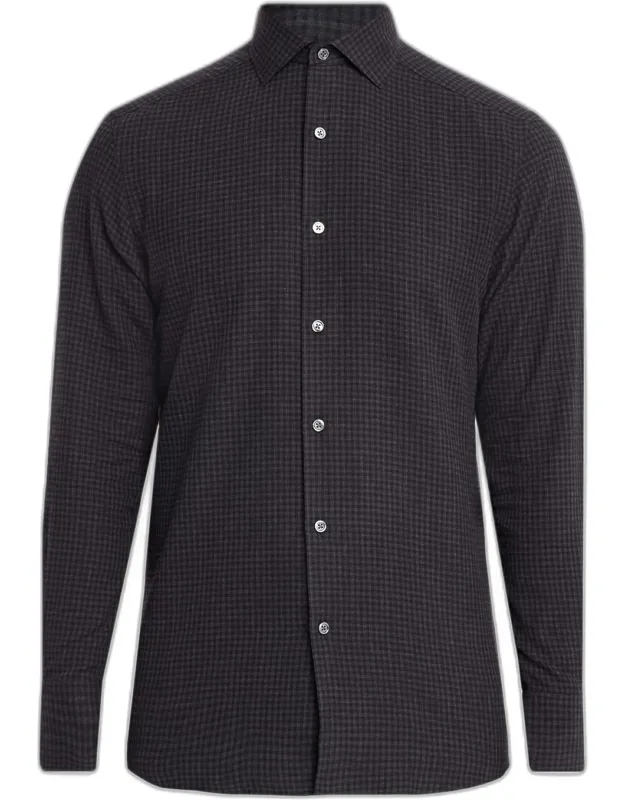Cotton And Cashmere Check Button-down Shirt
