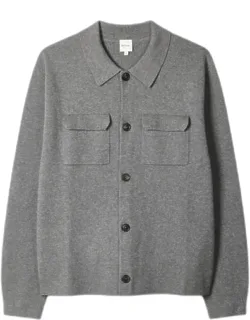 Merino-cotton Patch-pocket Cardigan