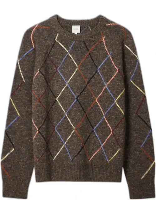 Flecked Wool-blend Argyle Sweater