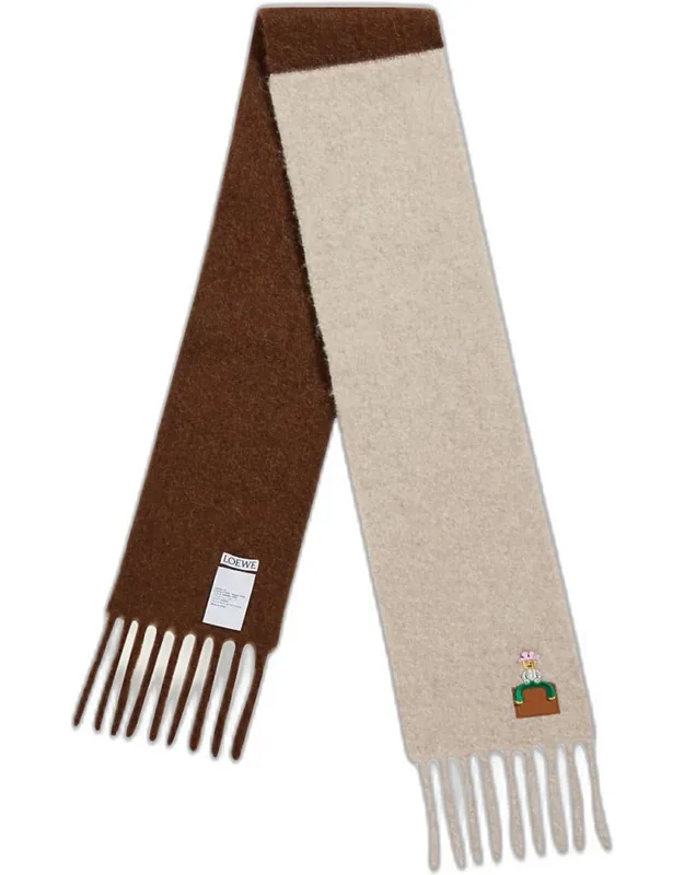 Embroidered Two-tone Alpaca-blend Scarf