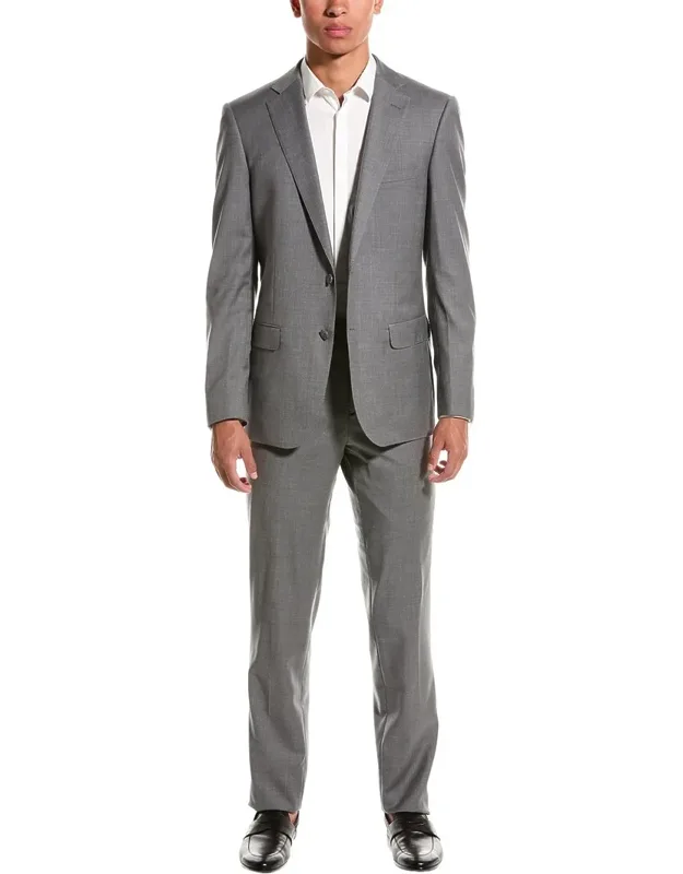 Wool-blend Suit With Flat Front Pants