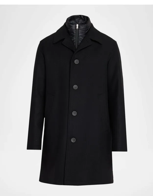 Wool-blend Coat With Removable Bib