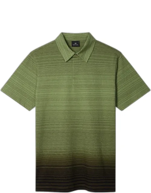 Khaki Gradient Stripe Polo Shirt