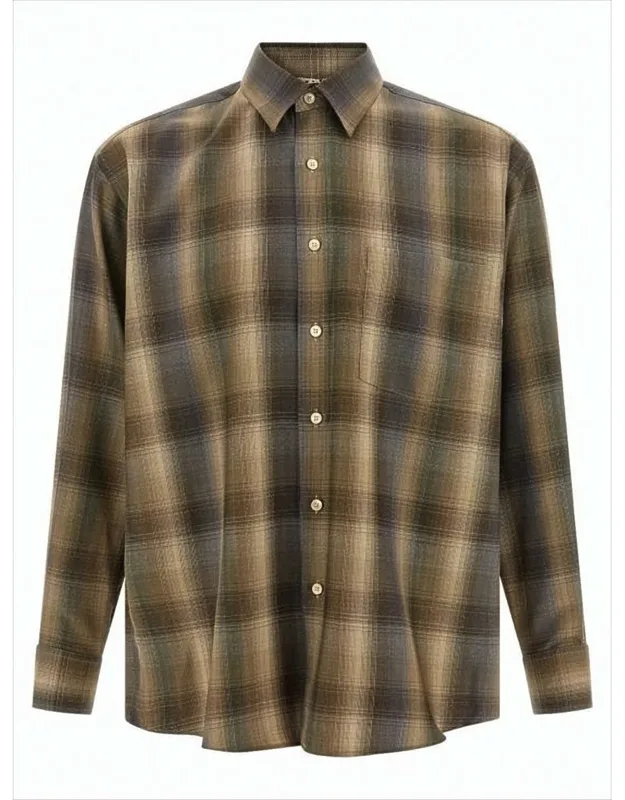 Plaid Wool Long-sleeve Shirt