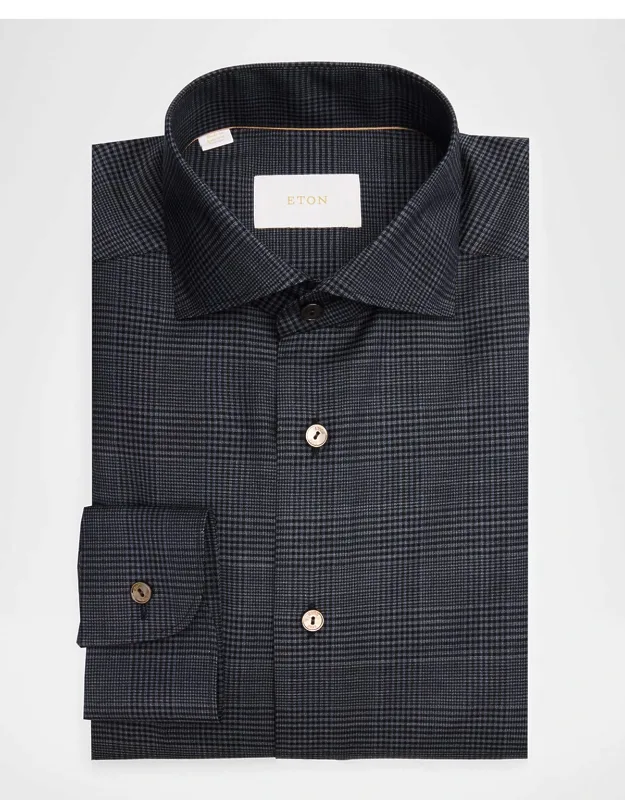 Slim-fit Check Merino Wool Dress Shirt