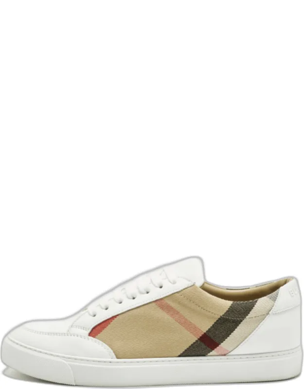 Leather And House Check Canvas Salmond Sneakers