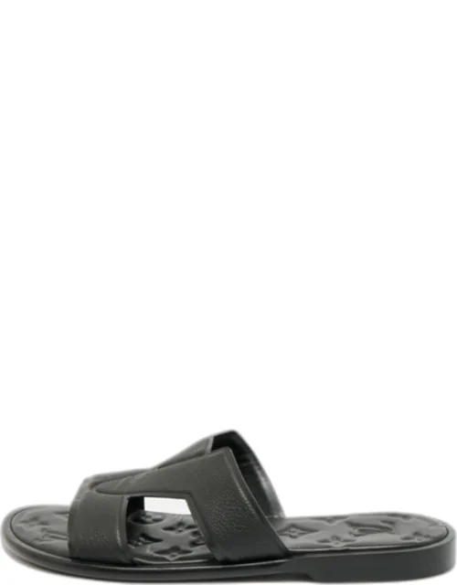 Leather Flat Slide Sandals