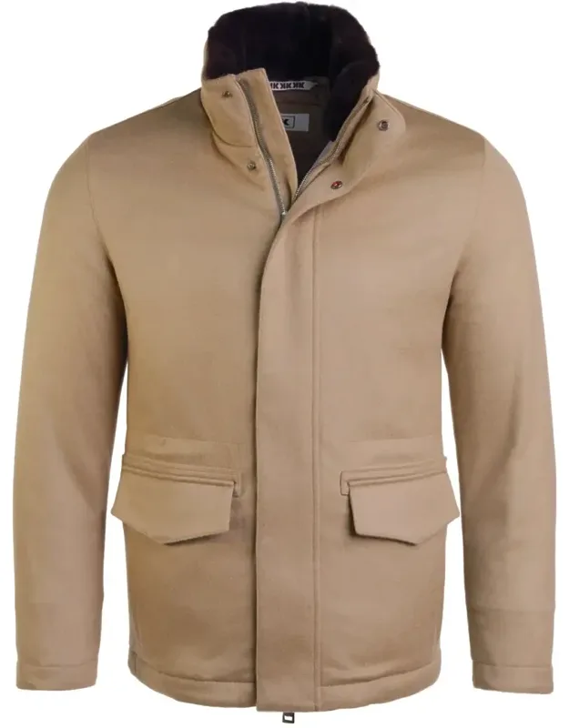 Cashmere Goose Down Overcoat With Fur Trim Collar