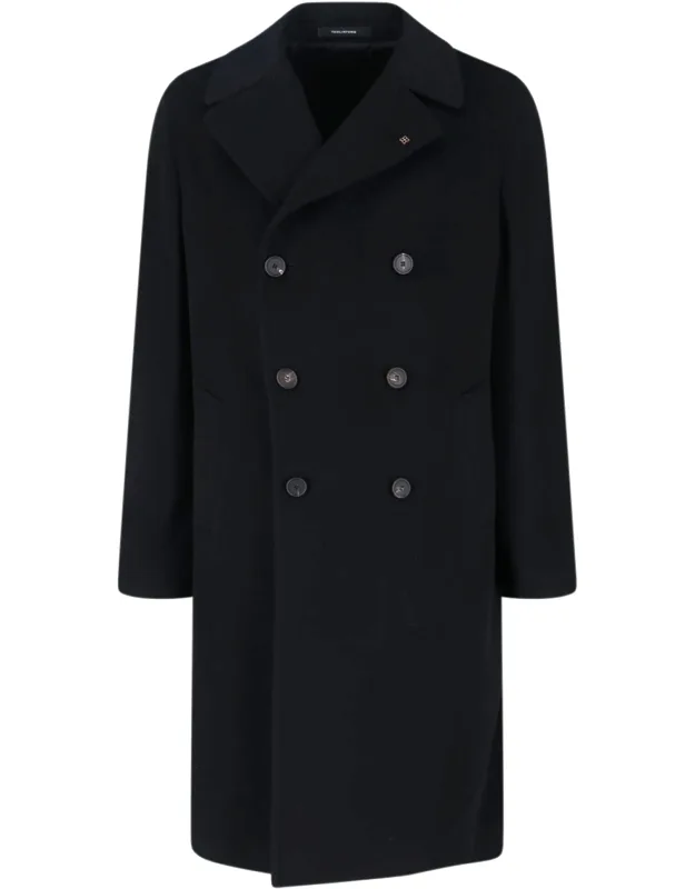 Double-breasted Coat With Removable Logo Hardware And Button Cuffs
