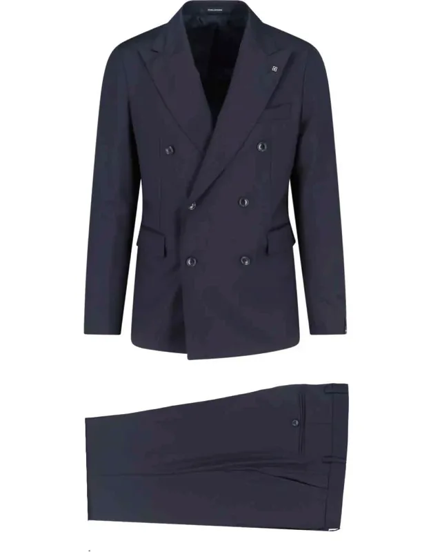 'montecarlo Double-breasted Suit With Peak Lapels And Belt Loop Trousers'