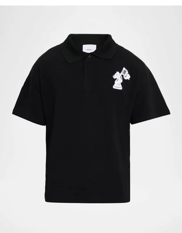 Pique Logo Patch Boxy-fit Polo Shirt