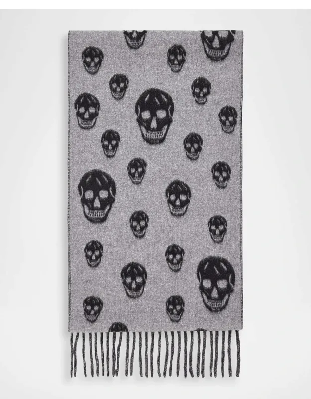 Skull Double-face Wool And Cashmere Scarf