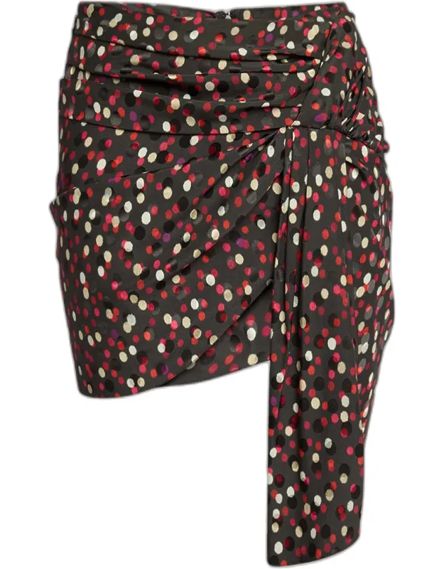 Polka-dot Jacquard Drape Mini Skirt