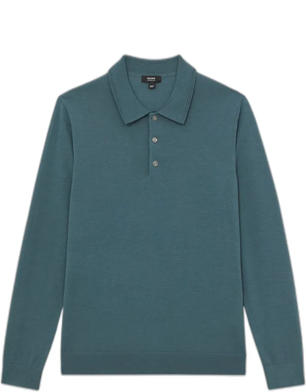 Trafford Merino Wool Long-sleeve Polo Shirt