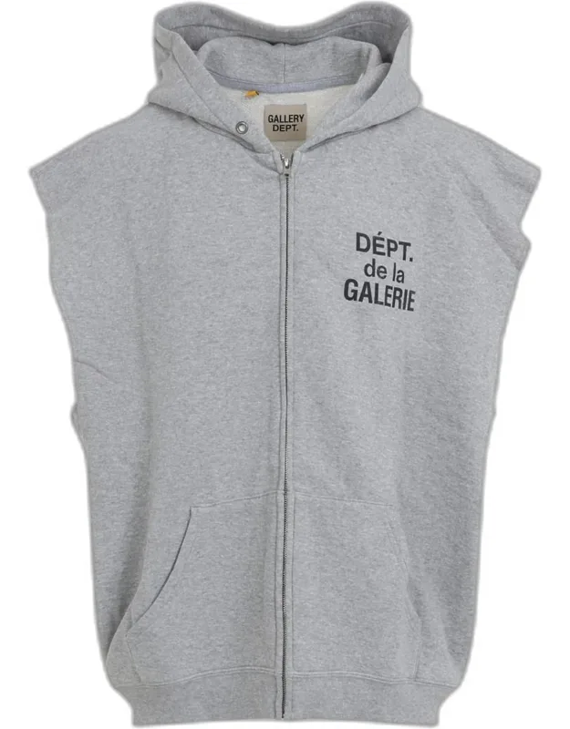 90's Full Zip Cut Off Hoodie