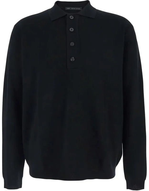 Sweater With Polo Shirt Style Collar And Long Sleeves In Wool