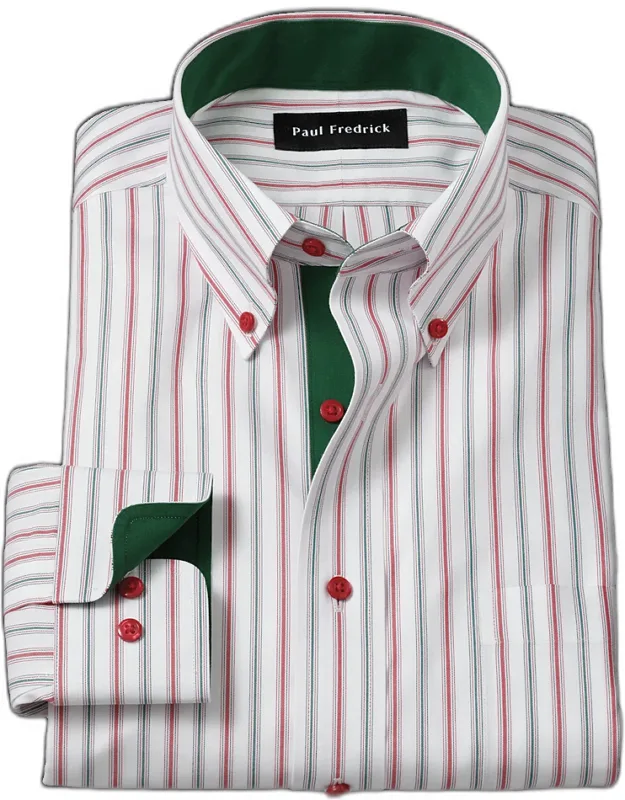 Tailored Fit Comfort Stretch Non-iron Stripe Dress Shirt
