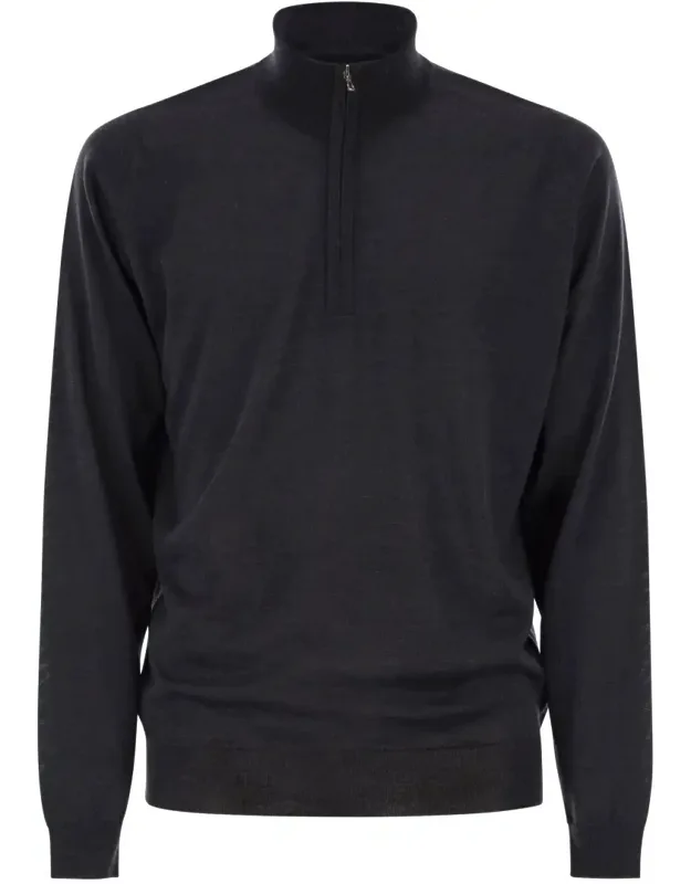 High-neck Jumper With Half Zip