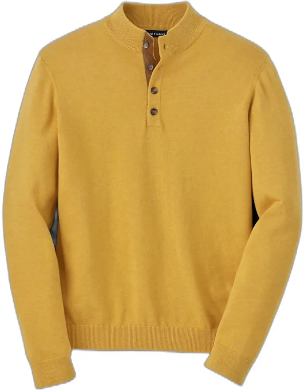 Supima Cotton Four Button Mock Neck Sweater